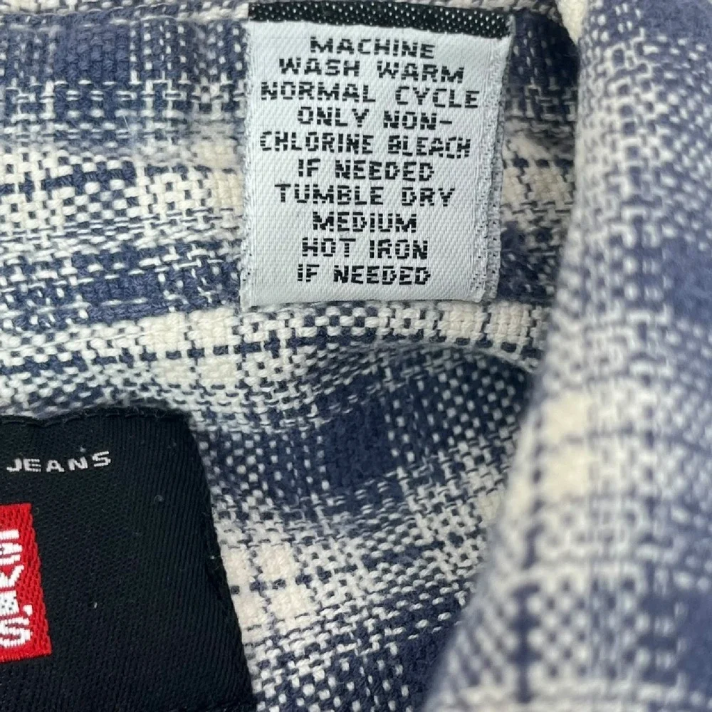 Vintage Levi’s Jeanswear Men’s Large Blue White Plaid‎ Heavy Flannel Shirt Y2K